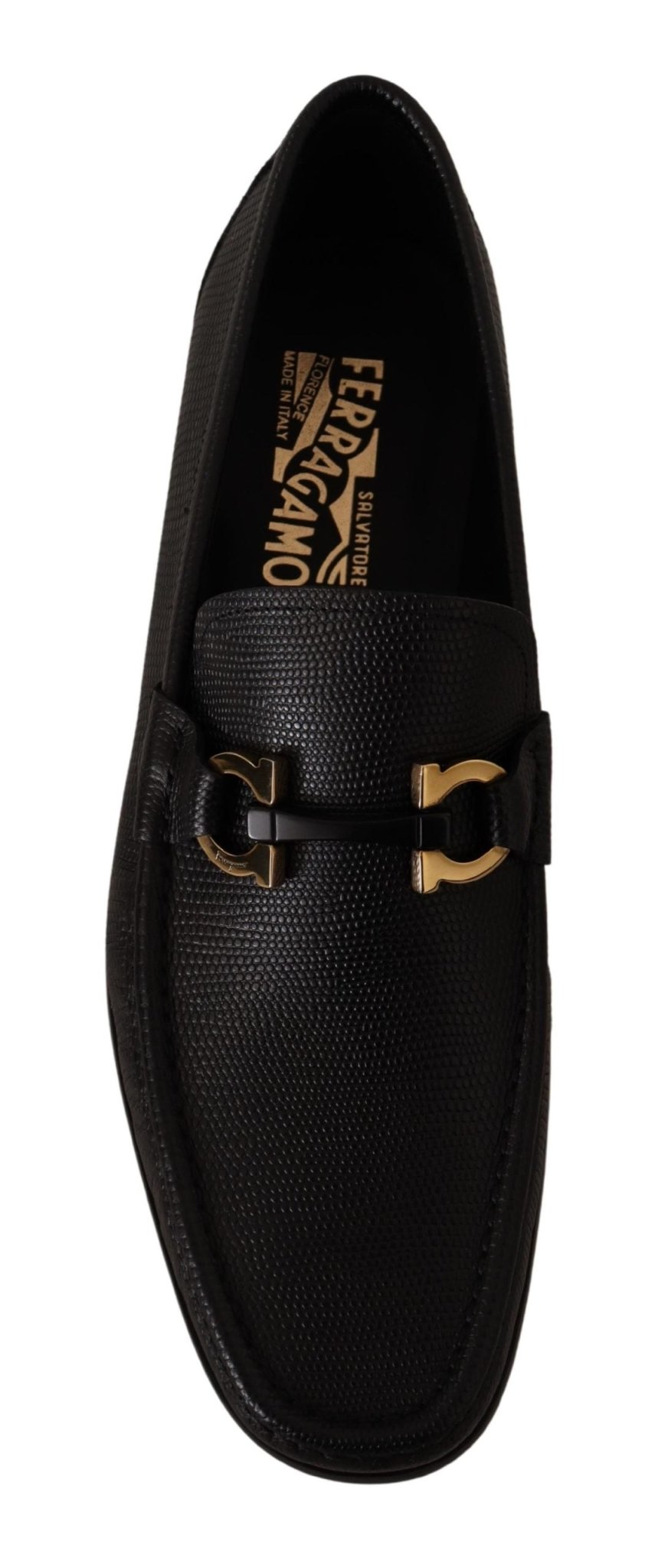 Salvatore Ferragamo Black Calf Leather Moccasins Loafers Shoes - Fizigo